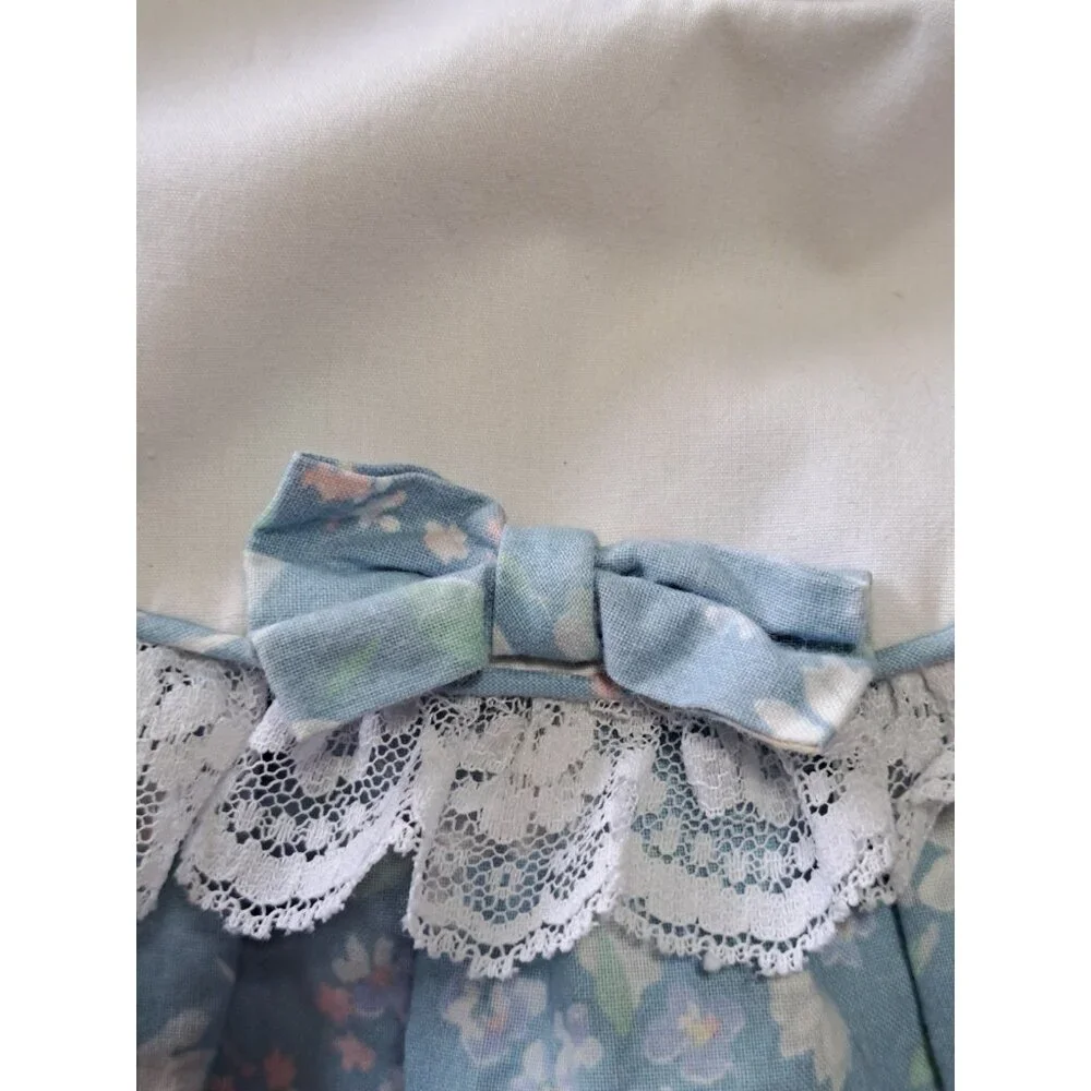 Vtg Bryan Baby Girl 6-9 Months Floral Tiered Dress Pastel Lace Bow Collar 2 Pc - Picture 4 of 13